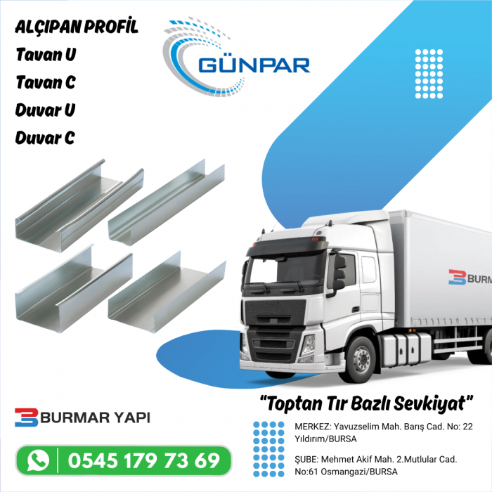 Afyon Alçıpan Tavan U Profil