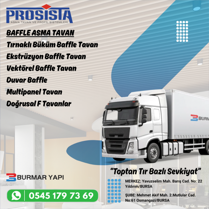 Sakarya Baffle Tavan Fiyatları